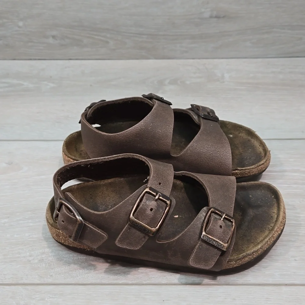 Birkenstock Milano Kids Ankle Sandals Outdoor Leather Flats shoes sz L12